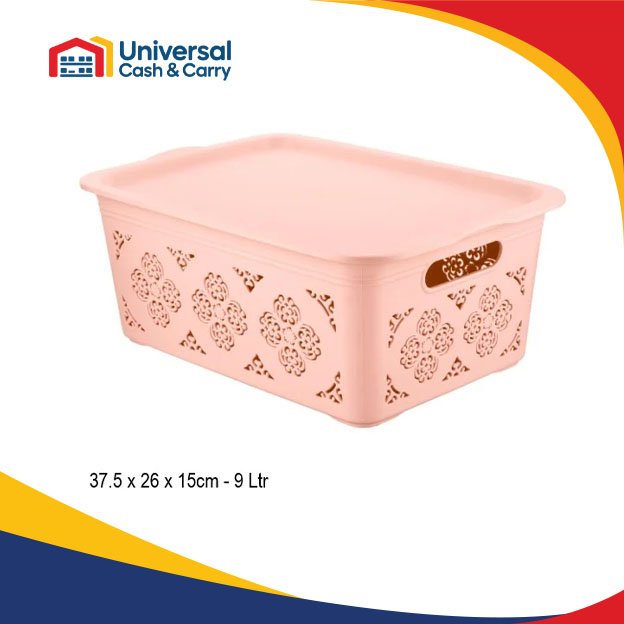 H+ Large Floralise Storage Basket with Lid – 9ltr