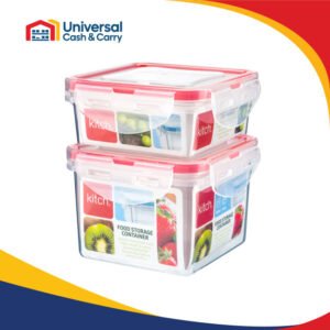 K- 2pk Square Click & Close Containers 250ml&400ml