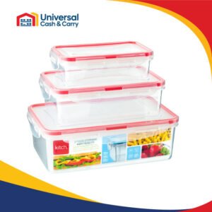 K- 3pk Rect Click Close Contnr 500ml,1.1ltr,1.8ltr
