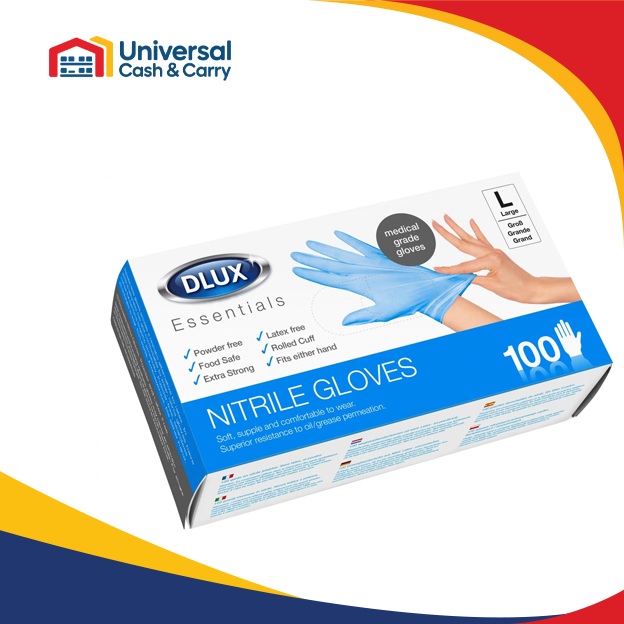 DL – 100pk Nitrile Gloves, Black, Size L