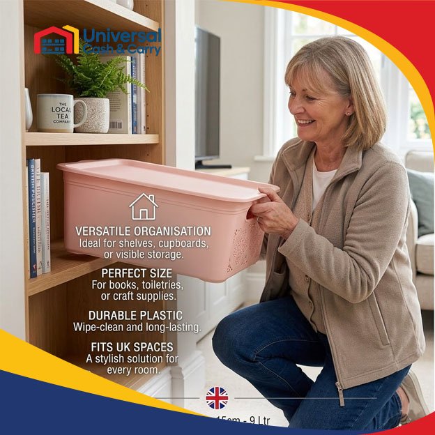 H+ Large Floralise Storage Basket with Lid – 9ltr - Image 2