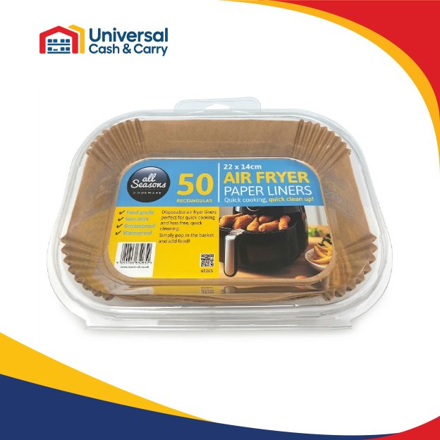 AS – 50pk Rect Air Fryer Liners in Box 14 x 22 cm