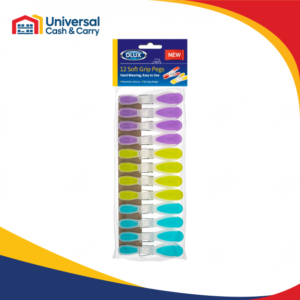 DL – 12pk Large Plastic Pegs with Rubber Grip
