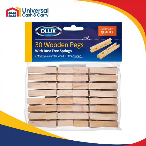 DL – 30 Wooden Pegs – Rust-free Springs