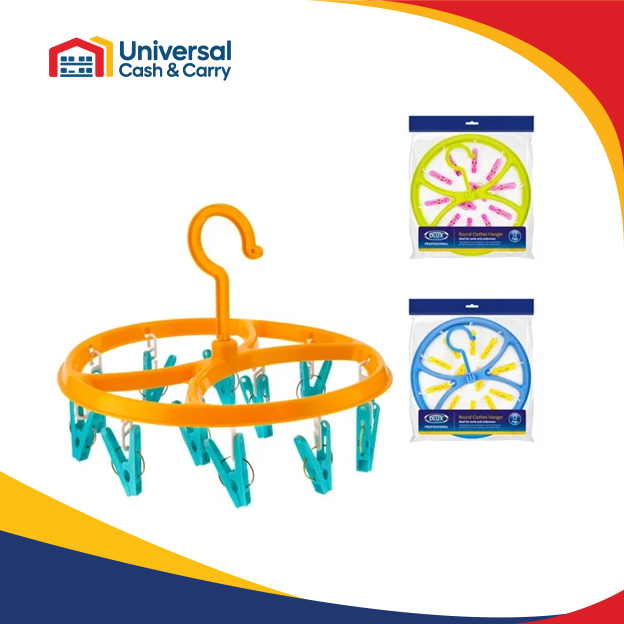 DL- 12 peg Round Clothes hanger – 3 Assorted Cols