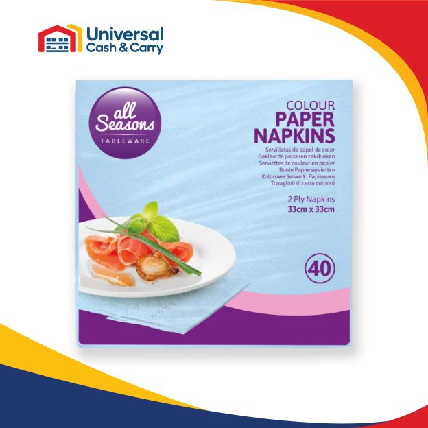 AS – 40pk Blue Paper Napkins – 33 x 33cm – 2ply