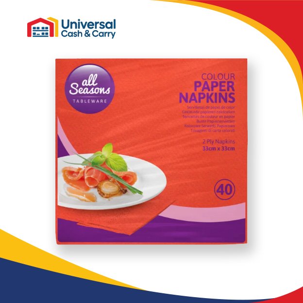 AS – 40pk Red Paper Napkin 33cm x 33cm – 2 Ply