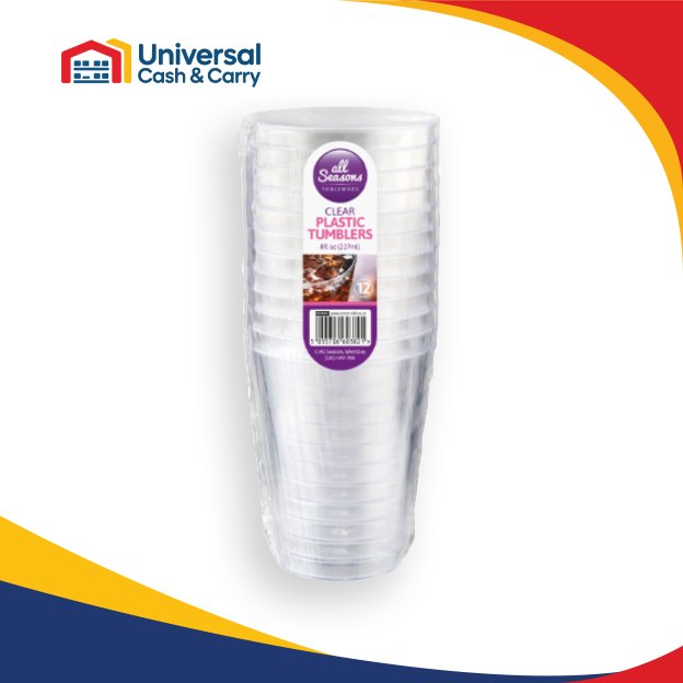 AS – 12pk 227ml 8zoz Clear Plastic Tumblers - Image 2