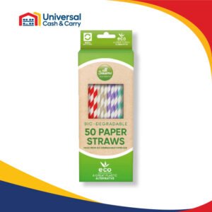 AS – 50 PK Striped Paper Straws – (Biodegradable)
