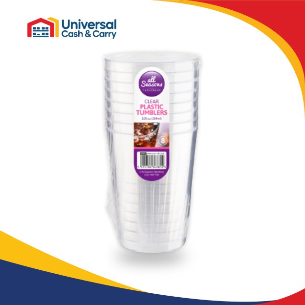 AS – 8pk 284ml 10oz Clear Plastic Tumblers - Image 2