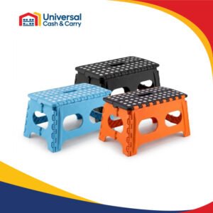 OSH-Wide Small Plastic Folding Stool (Blue/Orange)