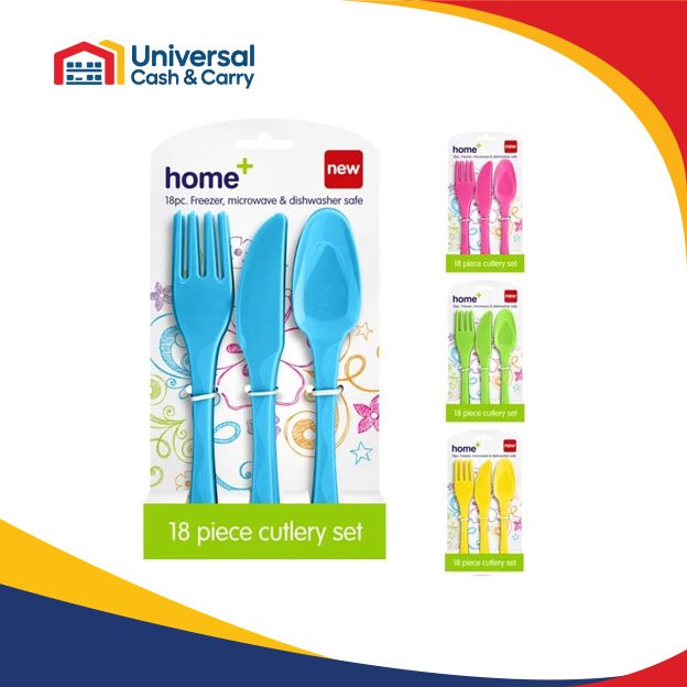 H+ 18pk Plastic Cutlery – Mixed Colours