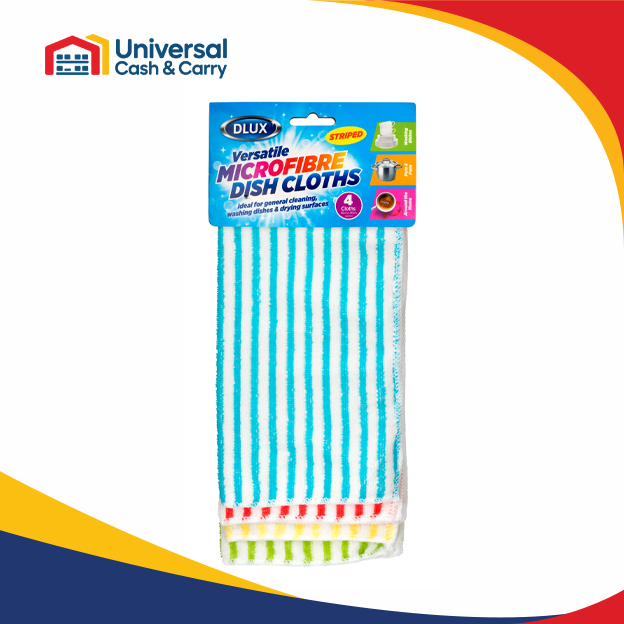 DL 4 PK Striped Mircofibre Dish Cloths