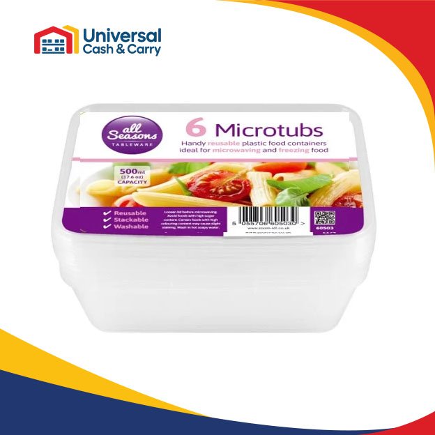 AS – 6pk x 500ml Microwave Disposable Containers