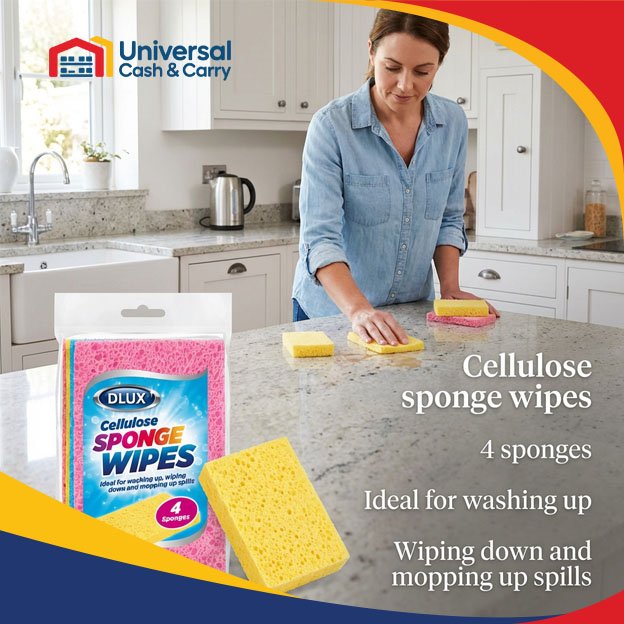 DL 4pk Cellulose Sponge Wipes – (Biodegradable) - Image 2