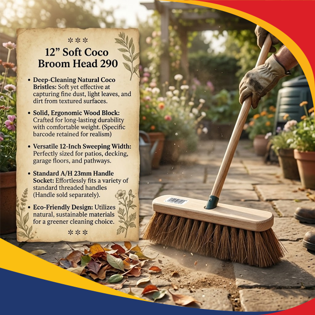 12″ Soft Coco Broom Head 290 (A/H 23mm) - Image 3