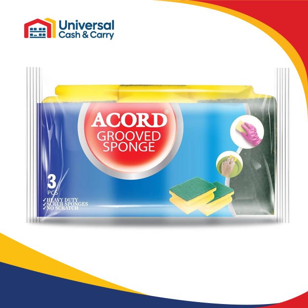 3pk Heavy Duty Grooved Sponges Scourers