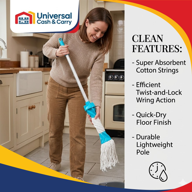 SW – 200g Cotton Mop with Red Handle - Image 2