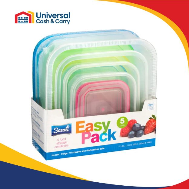 5pk Square Storage Boxes with Coloured lids – Nest - Image 2