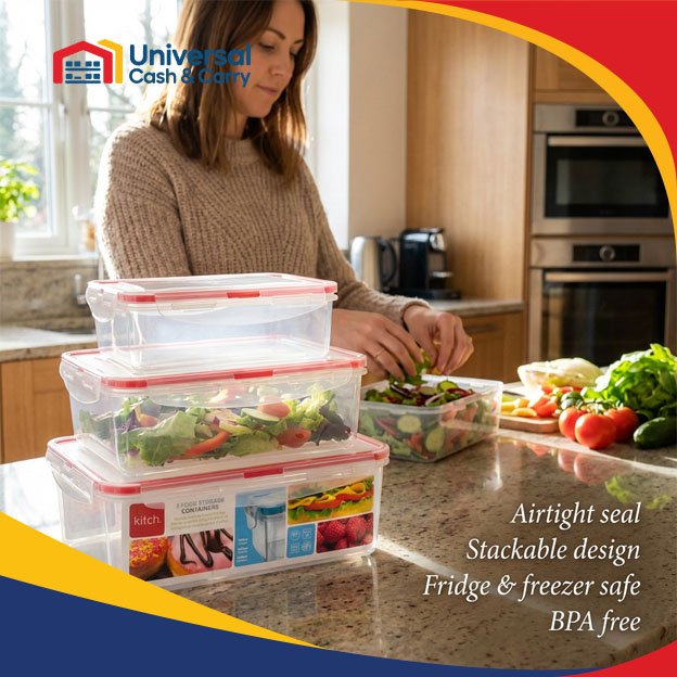 K-3pk Rect Clip/Close Containers 1.1Lt,1.8Lt,3.2Lt - Image 2