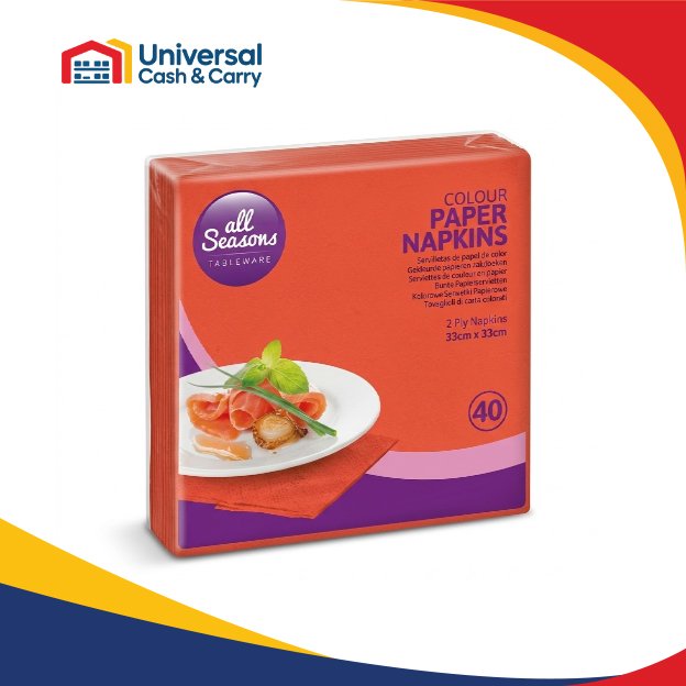 AS – 40pk Red Paper Napkin 33cm x 33cm – 2 Ply - Image 2