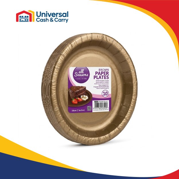 AS – 10pk Bronze Brown Paper Plate 18cm 7″ - Image 2
