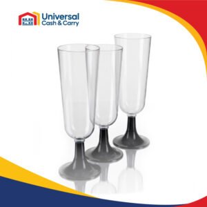 FS 6pk Plastic Champagne Glasses (Black Stem)