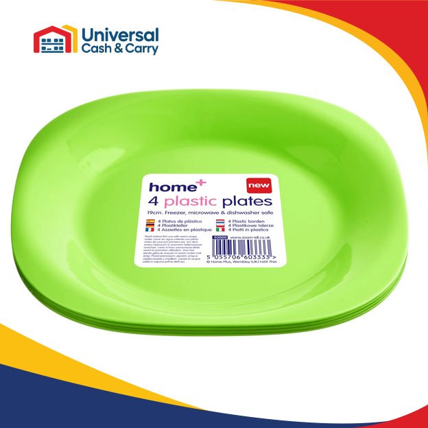 H+ 4pk 19cm Plastic Plates – Mixed Colours - Image 2