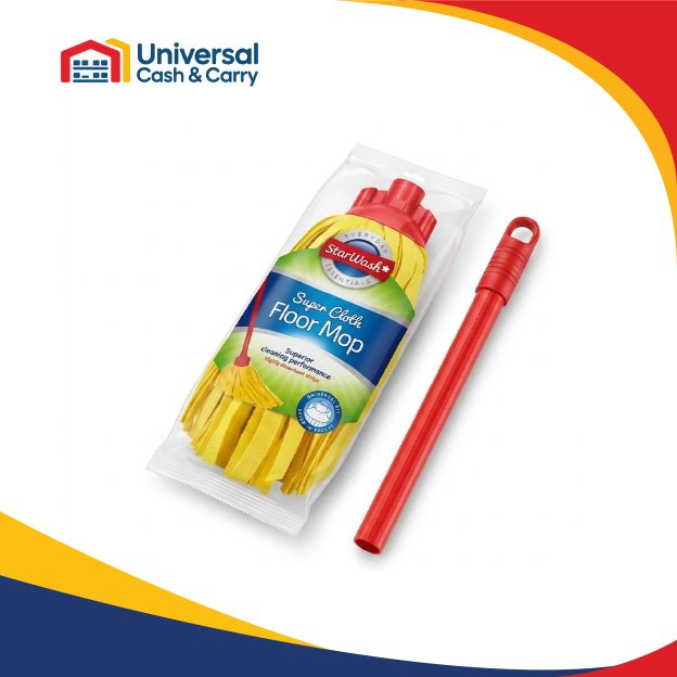 SW – Synthetic Belt Mop With Handle – Yellow & Red - Image 2