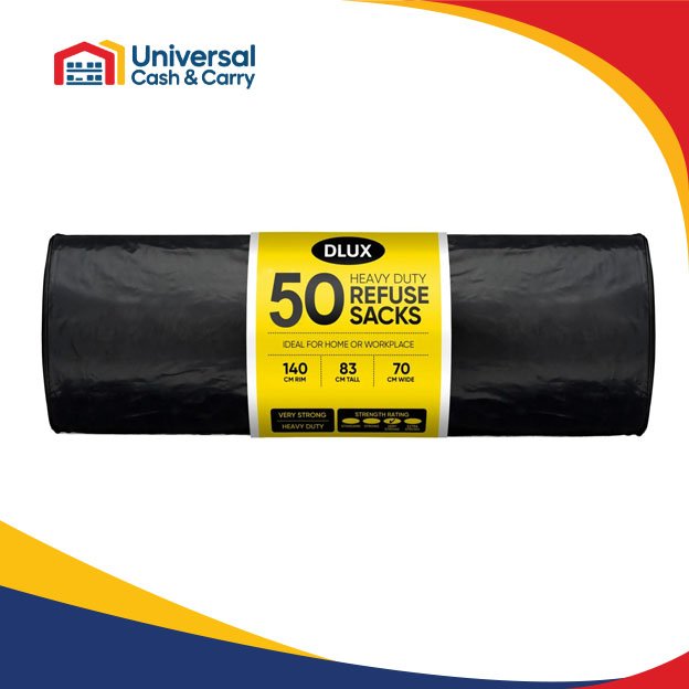 50PK Black Bin Bags 830mm X 700mm (70L) - Image 2