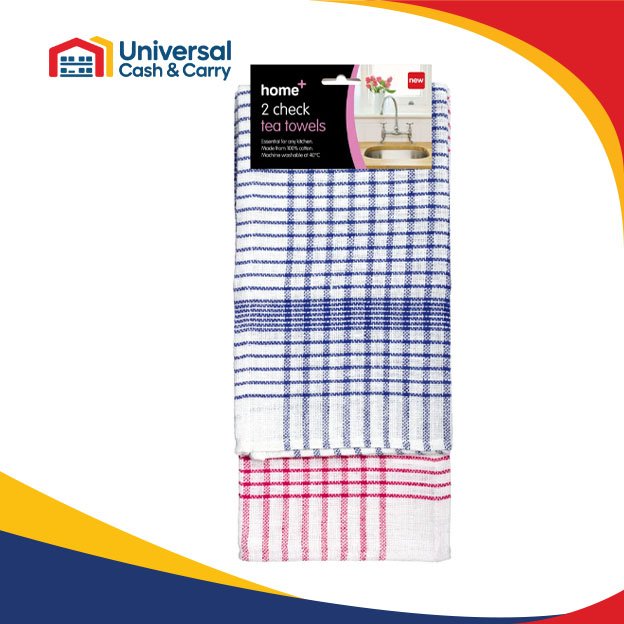 H+ 2 PK Check Tea Towels - Image 2