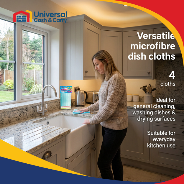 DL 4 PK Striped Mircofibre Dish Cloths - Image 2