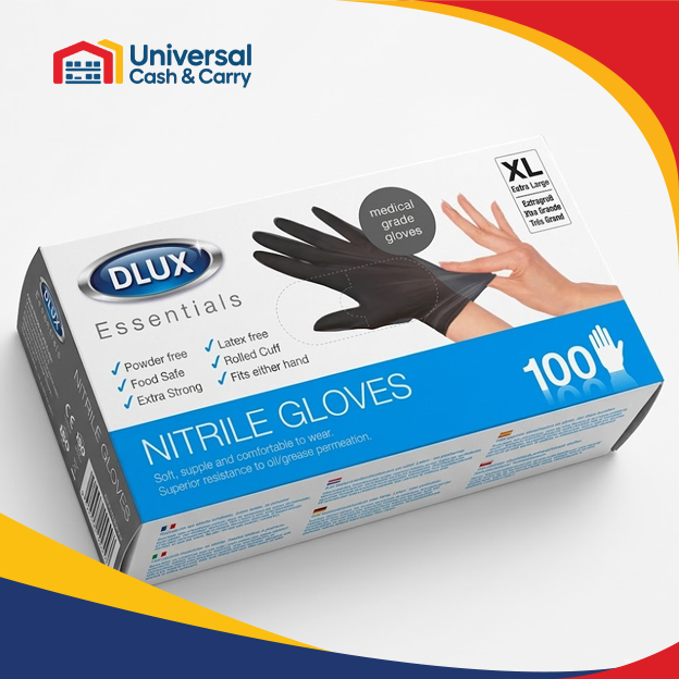DL – 100pk Nitrile Gloves, Black, Size XL