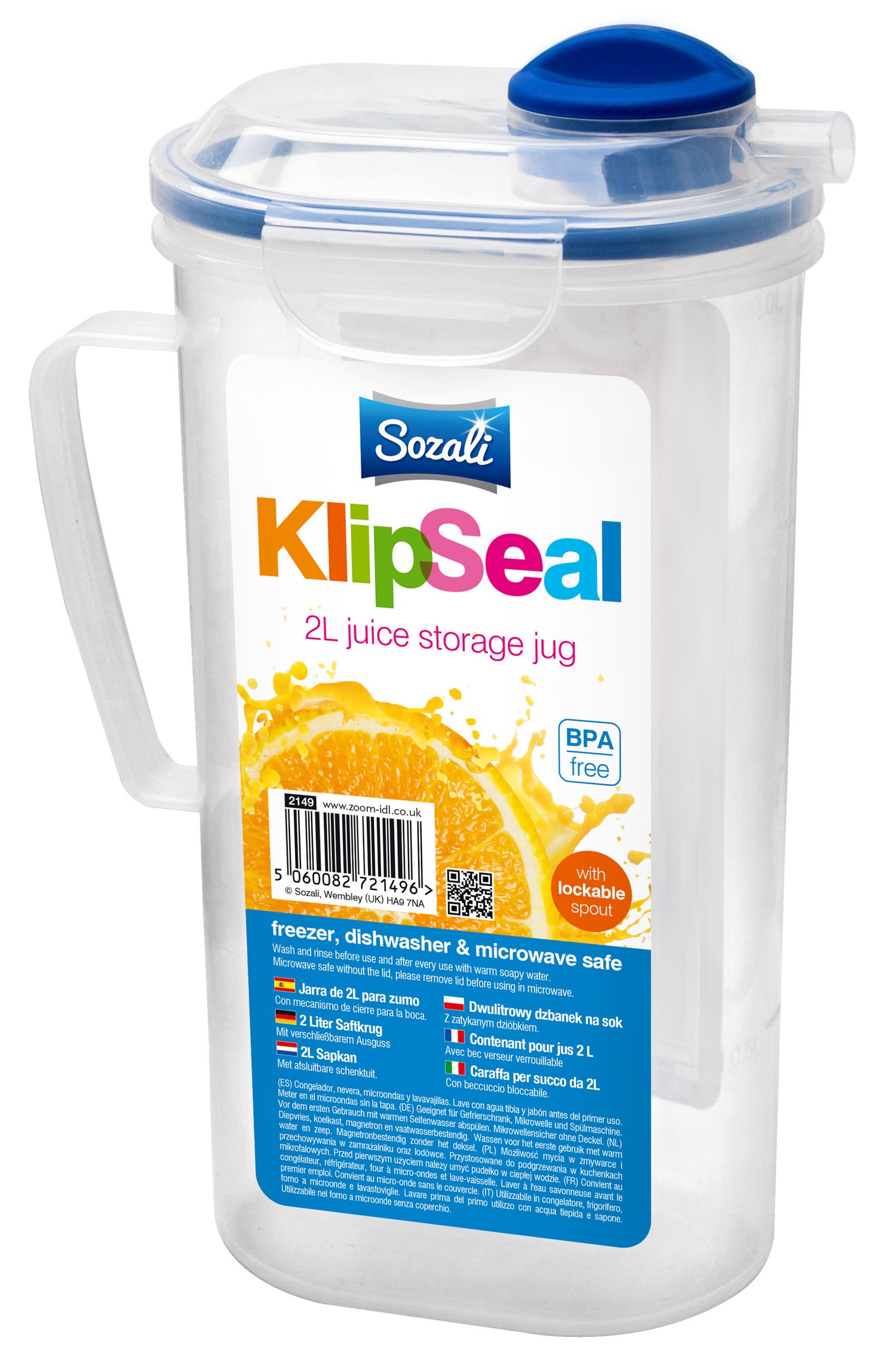 SZ – 2 Ltr Clip and Close Jug with Twist Lock Lid