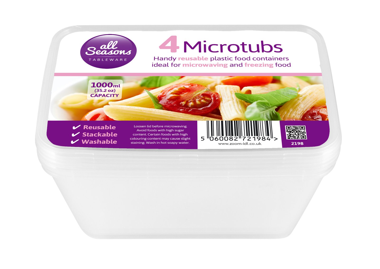 AS – 4pk x 1Ltl Microwave Container Lid