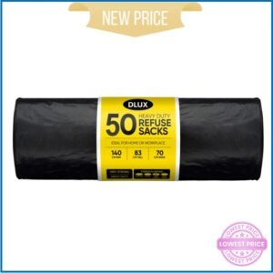 50PK Black Bin Bags 830mm X 700mm (70L)