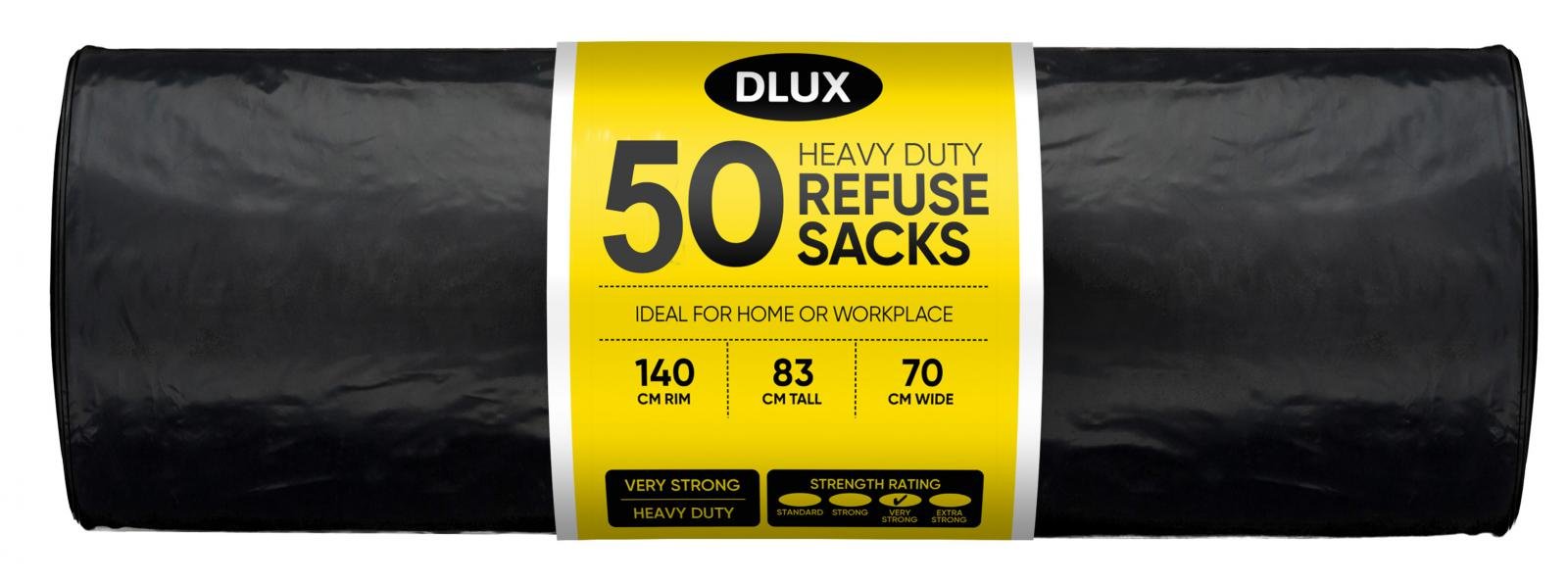 50PK Black Bin Bags 830mm X 700mm (70L) - Image 2
