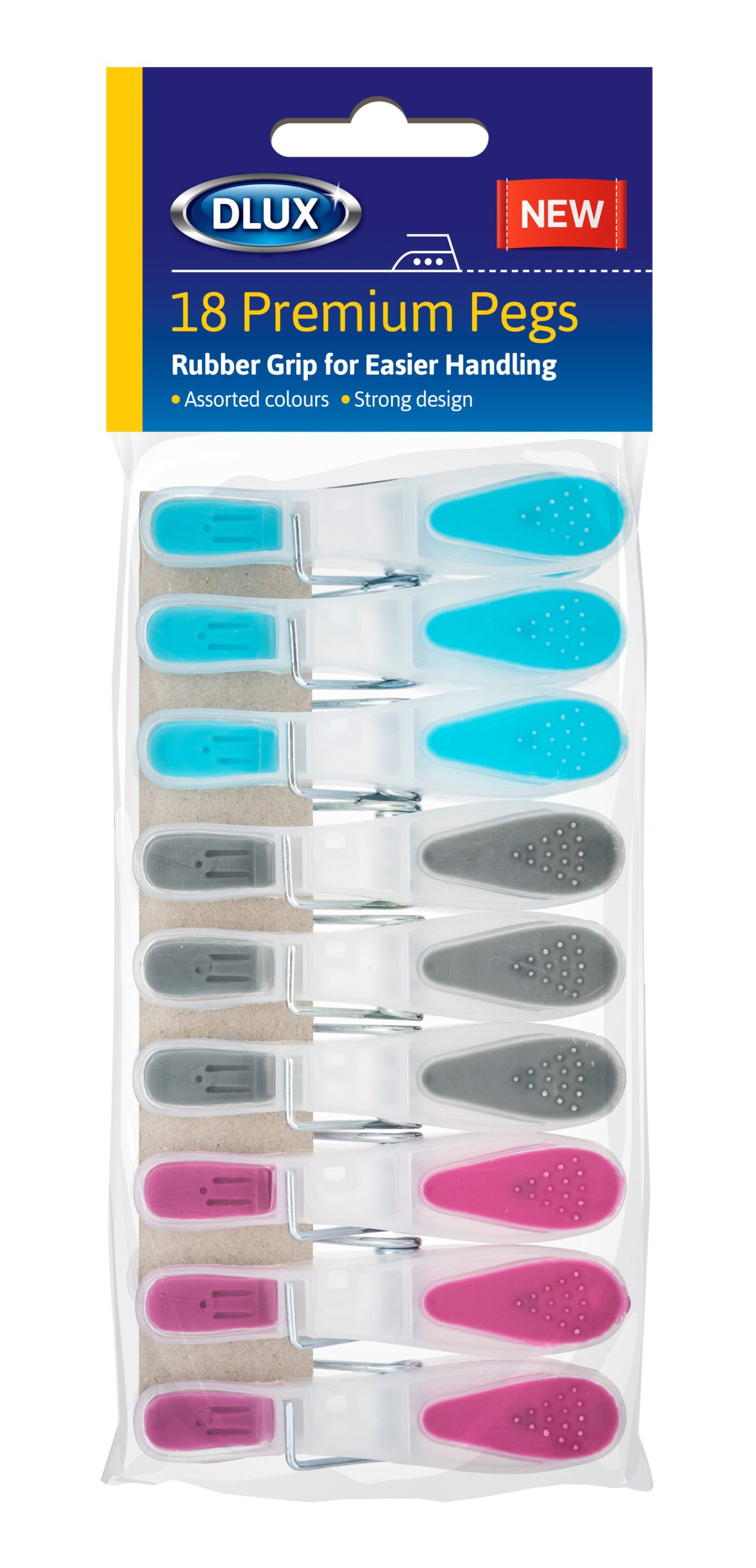 DL -18pk Premium Pegs with Rubber Grip – 4 Colours