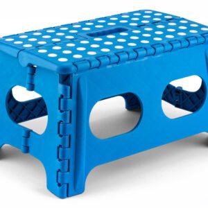 OSH-Wide Small Plastic Folding Stool (Blue/Orange)
