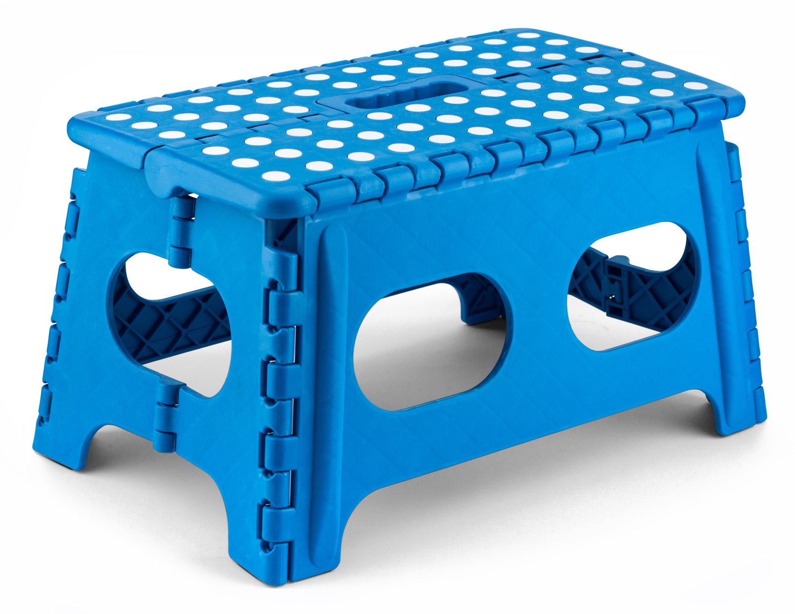 OSH-Wide Small Plastic Folding Stool (Blue/Orange)