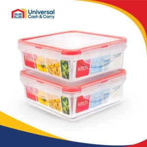 K – 2pk Square Click & Close Containers 700ml