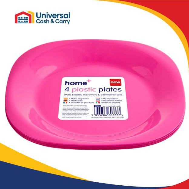 H+ 4pk 19cm Plastic Plates – Mixed Colours - Image 3