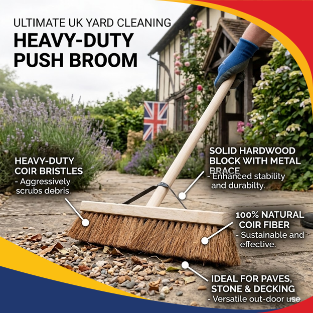 24″ Coco Platform Broom (HS3 1400 x 28 Handle FSC) - Image 3