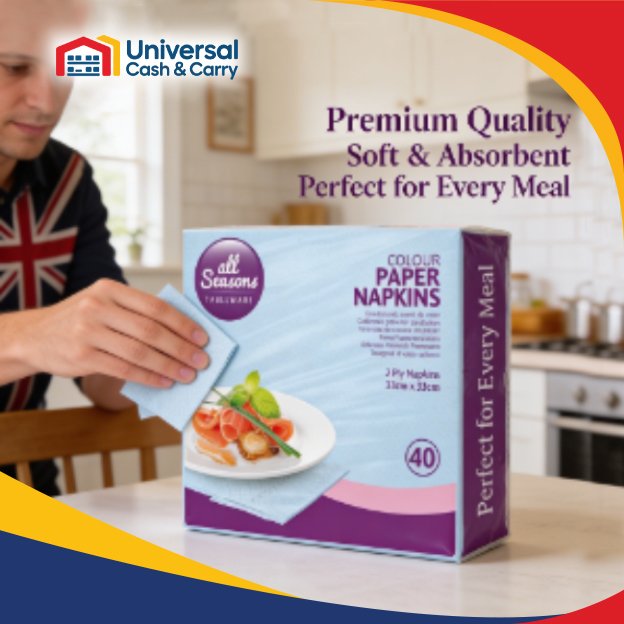 AS – 40pk Blue Paper Napkins – 33 x 33cm – 2ply - Image 3