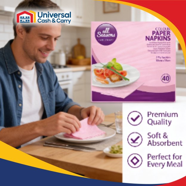 AS – 40pk Pink Paper Napkins – 33 x 33 cm – 2ply - Image 3