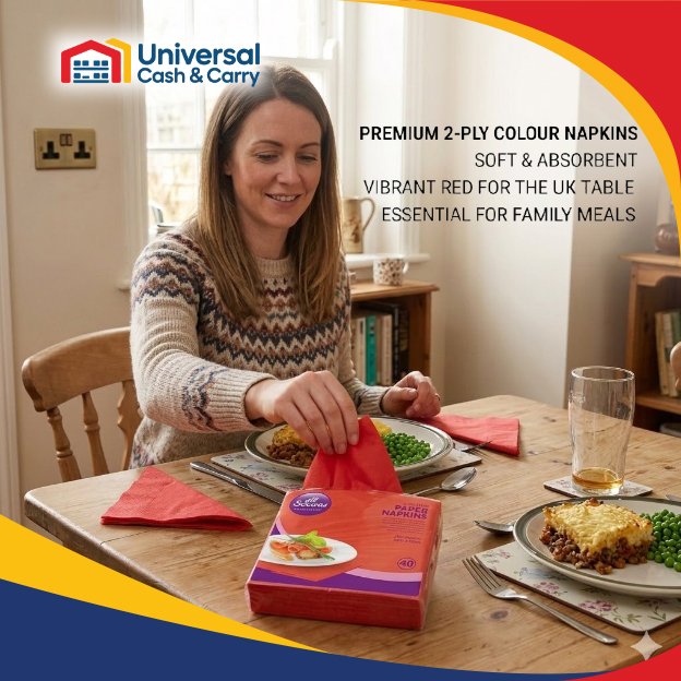 AS – 40pk Red Paper Napkin 33cm x 33cm – 2 Ply - Image 3