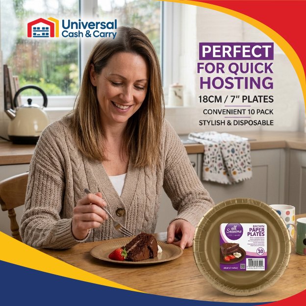 AS – 10pk Bronze Brown Paper Plate 18cm 7″ - Image 3