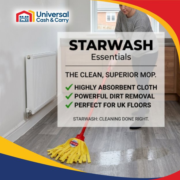 SW – Synthetic Belt Mop With Handle – Yellow & Red - Image 3
