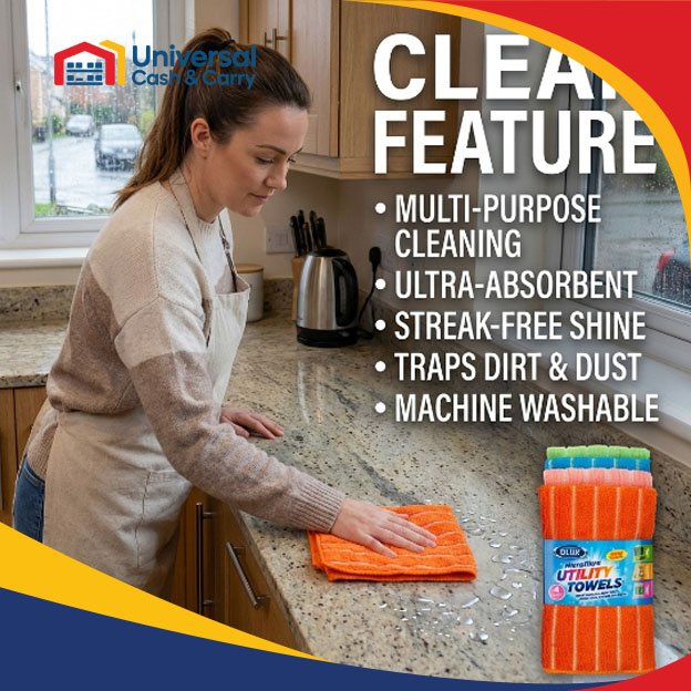 DL – 4pk Microfibre Utility Towels – Mixed Colours - Image 3