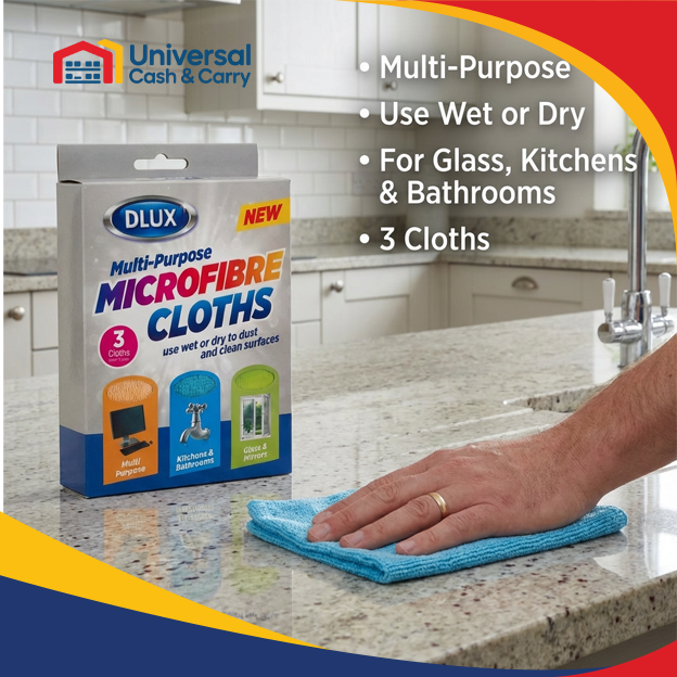 DL – 3pk Multi-purpose Mircofibre Cloths - Image 3